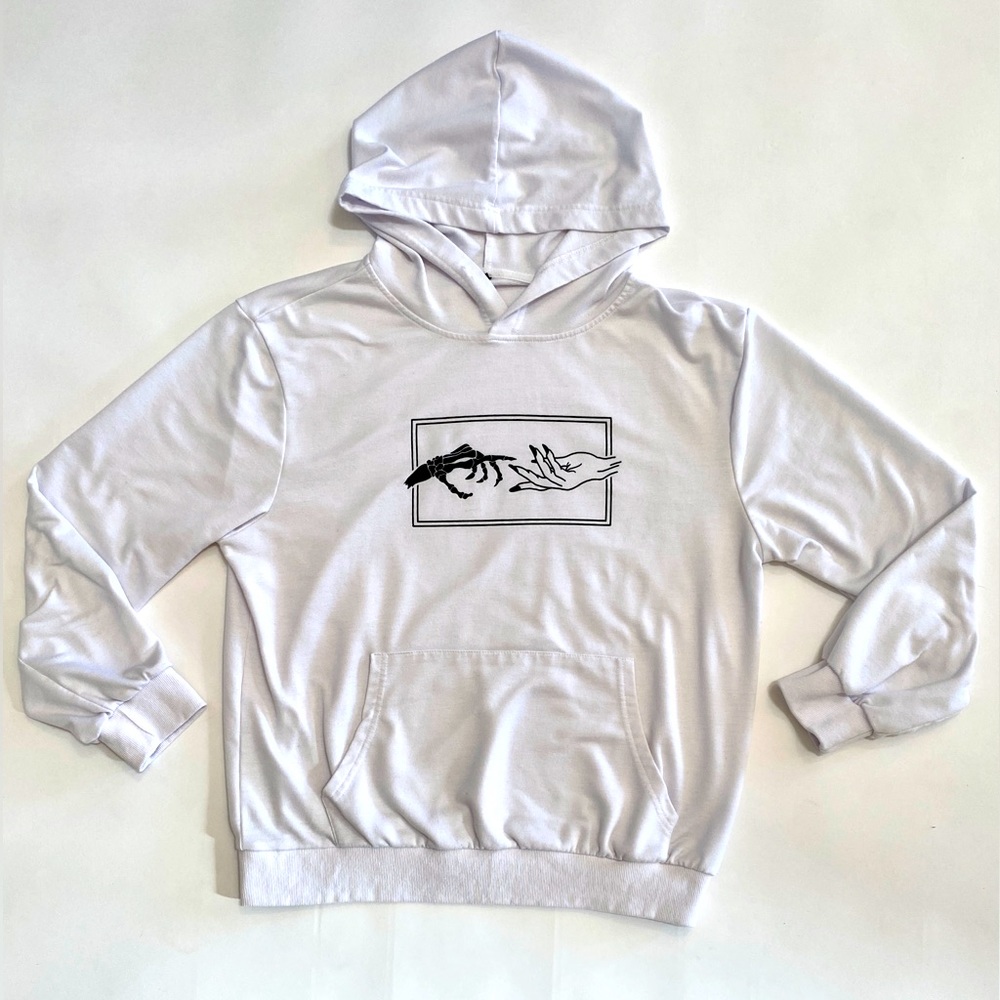 White Graphic Printed Hoodie